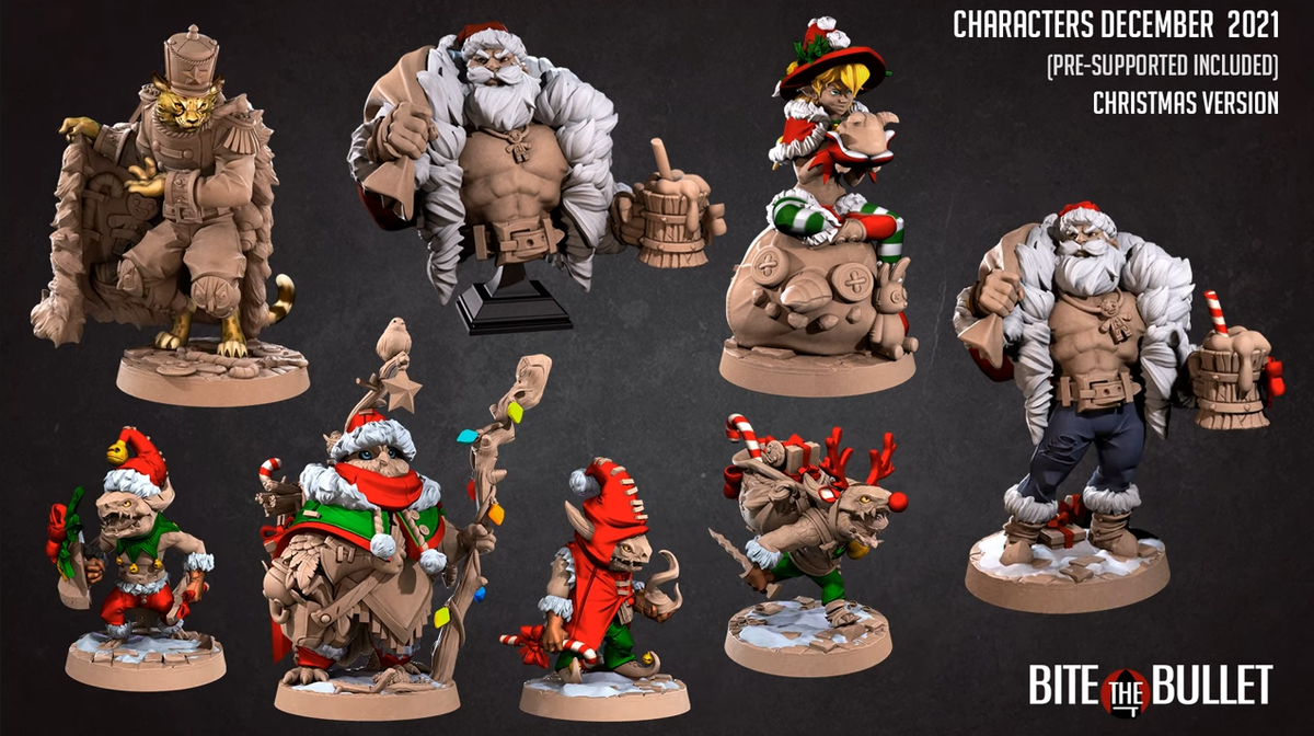 Festive Bullet Town Christmas Miniatures (Full Set) | Fantasy Miniature | Bite the Bullet