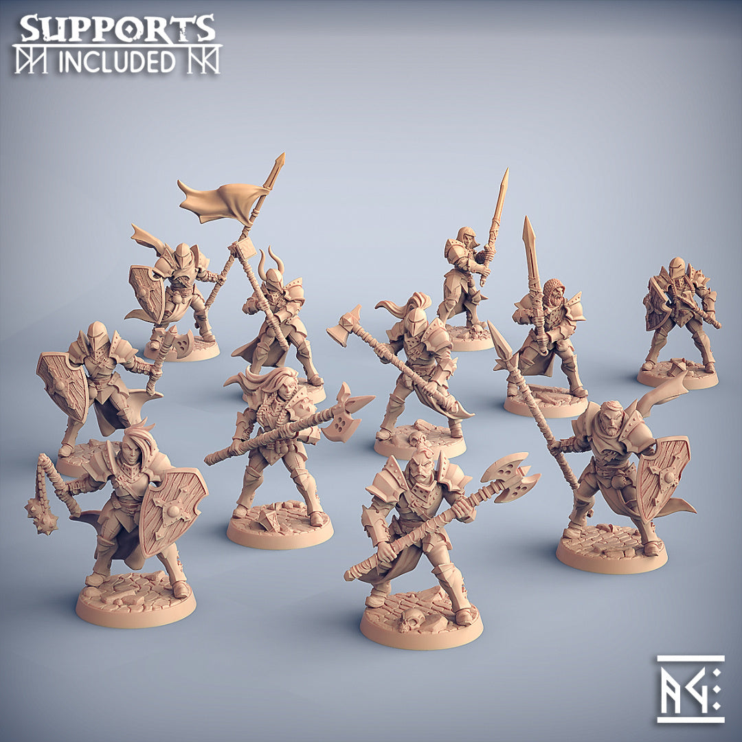 Fighter Miniatures | Human Fighters Guild | Fantasy D&D Miniature | Artisan Guild