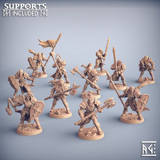 Fighter Miniatures | Human Fighters Guild | Fantasy D&D Miniature | Artisan Guild