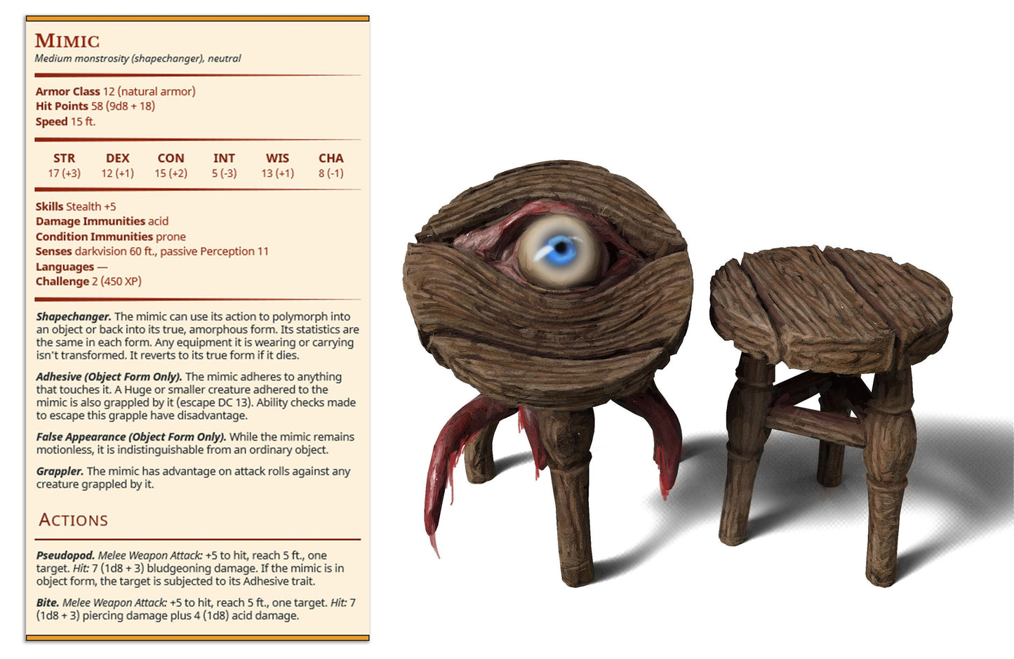 Footstool Mimic | Ninjas & Mimics | Fantasy Miniature | Printed Obsession