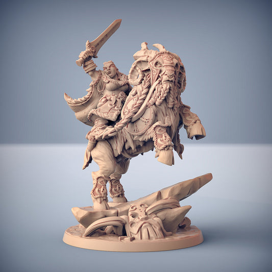 Gerda on Mount | Dwarven Mountaineers of Skutagaard | Fantasy D&D Miniature | Artisan Guild