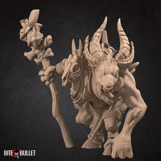 Goatman Shaman | Bullet Hell Demons | Fantasy Miniature | Bite the Bullet