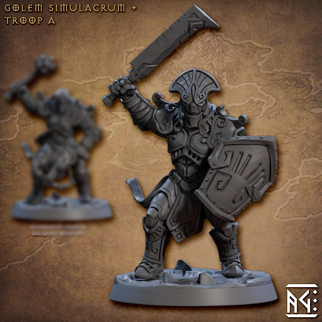 Golem Trooper Miniatures | Golem Simulacra | Fantasy D&D Miniature | Artisan Guild