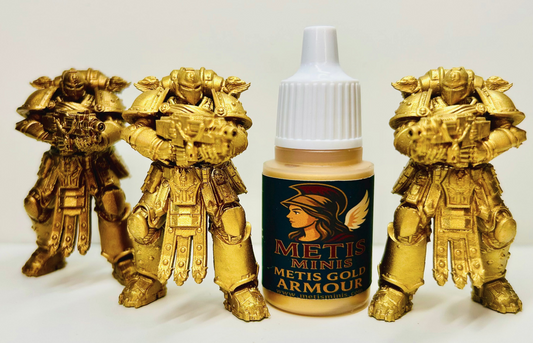 handmade, small batch Miniature gold paint by Metis Minis for warhammer and table top games. the Best quality. 