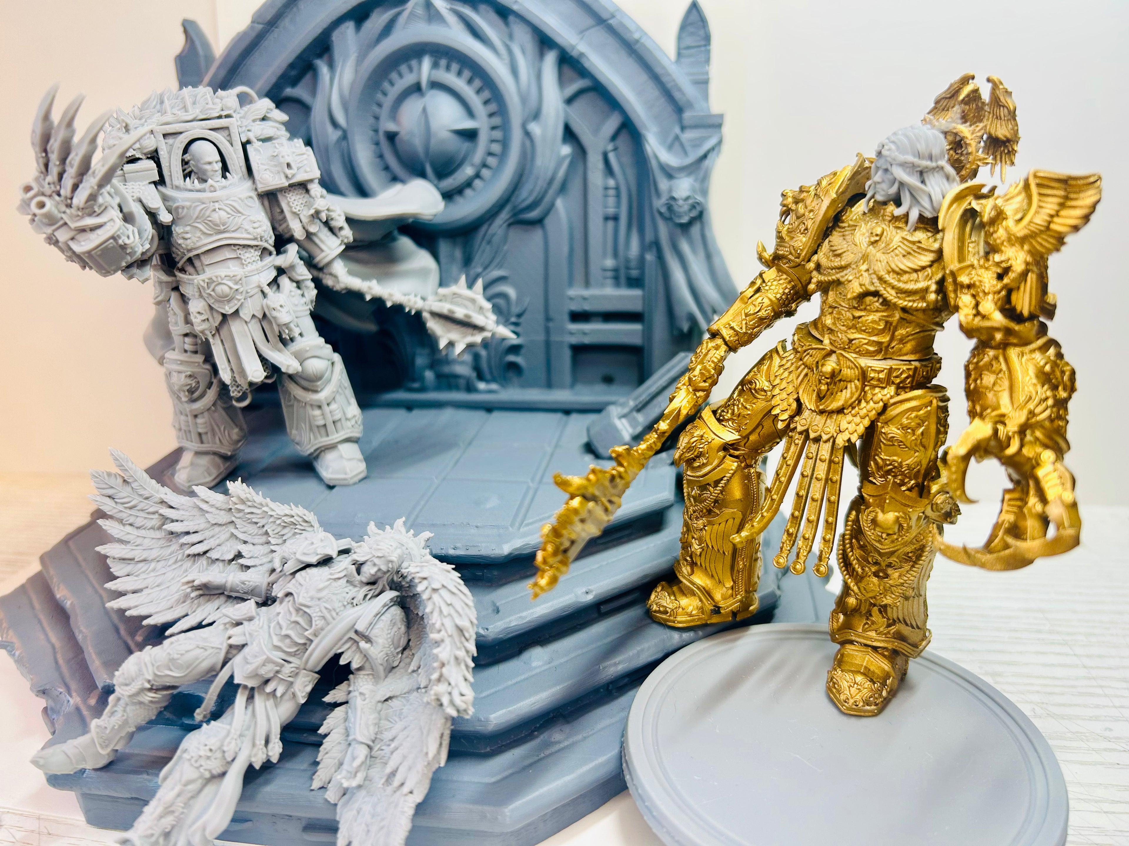 3D printed Emperor vs Horus diorama final battle Siege of Terra