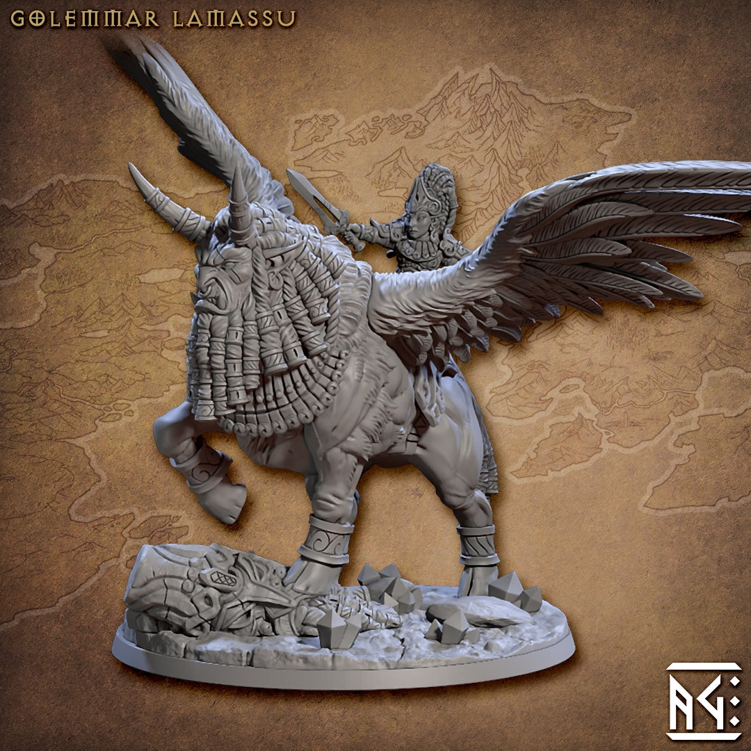 Ishtara on Lamassu | Gnomes of Golemmar | Fantasy D&D Miniature | Artisan Guild