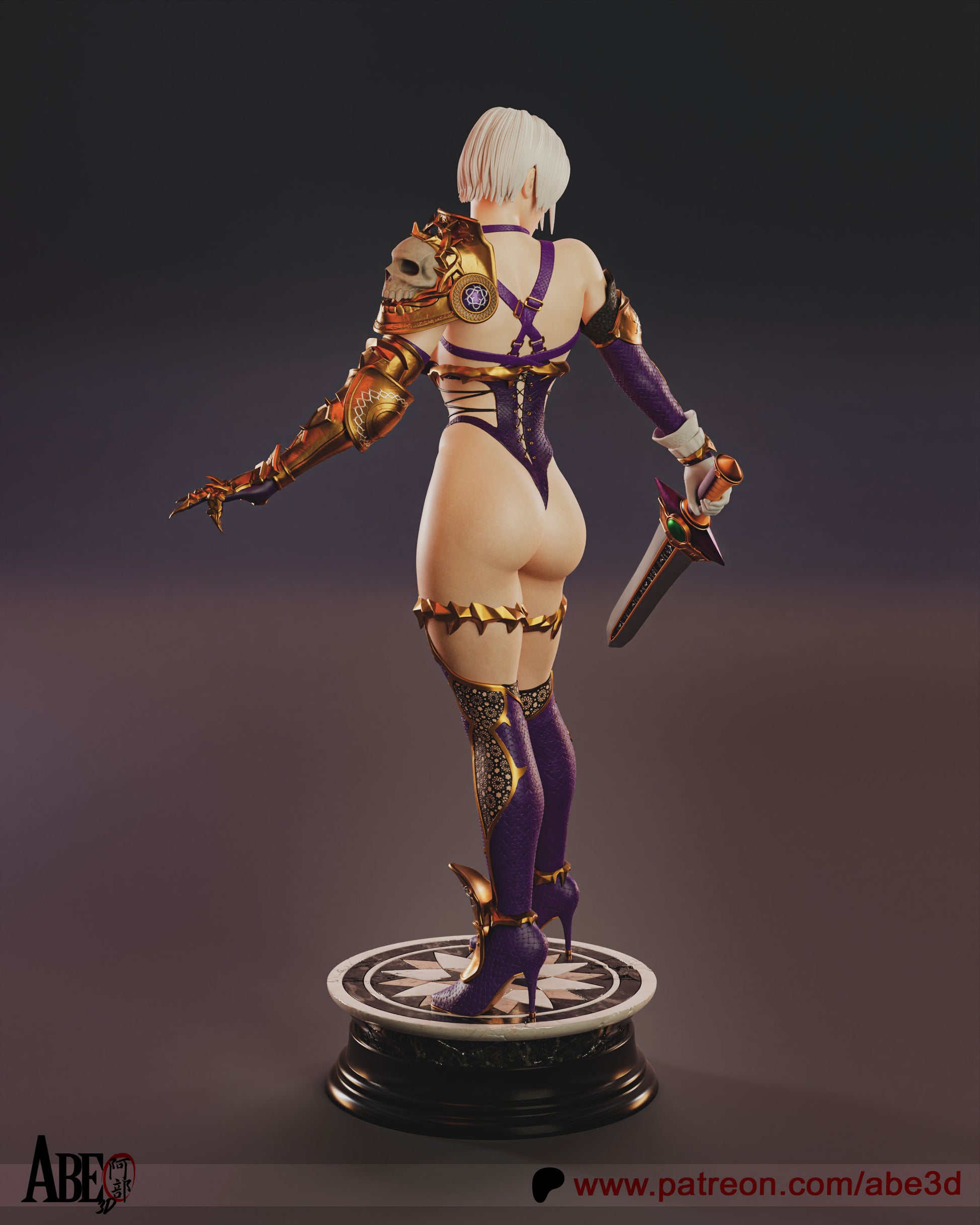 Ivy Valentine from the SoulCalibur ame serise in her classic outfit and sword whip Valentine