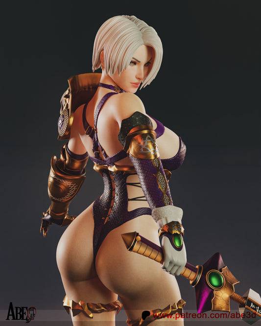 Ivy Valentine from the SoulCalibur ame serise in her classic outfit and sword whip Valentine