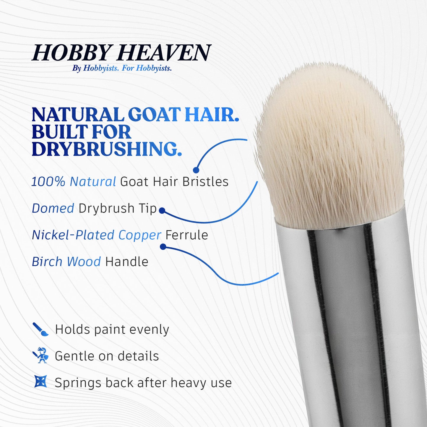 Hobby Heaven 6-Piece Dry Brush Set – XS to XXL Miniature Painting Brushes