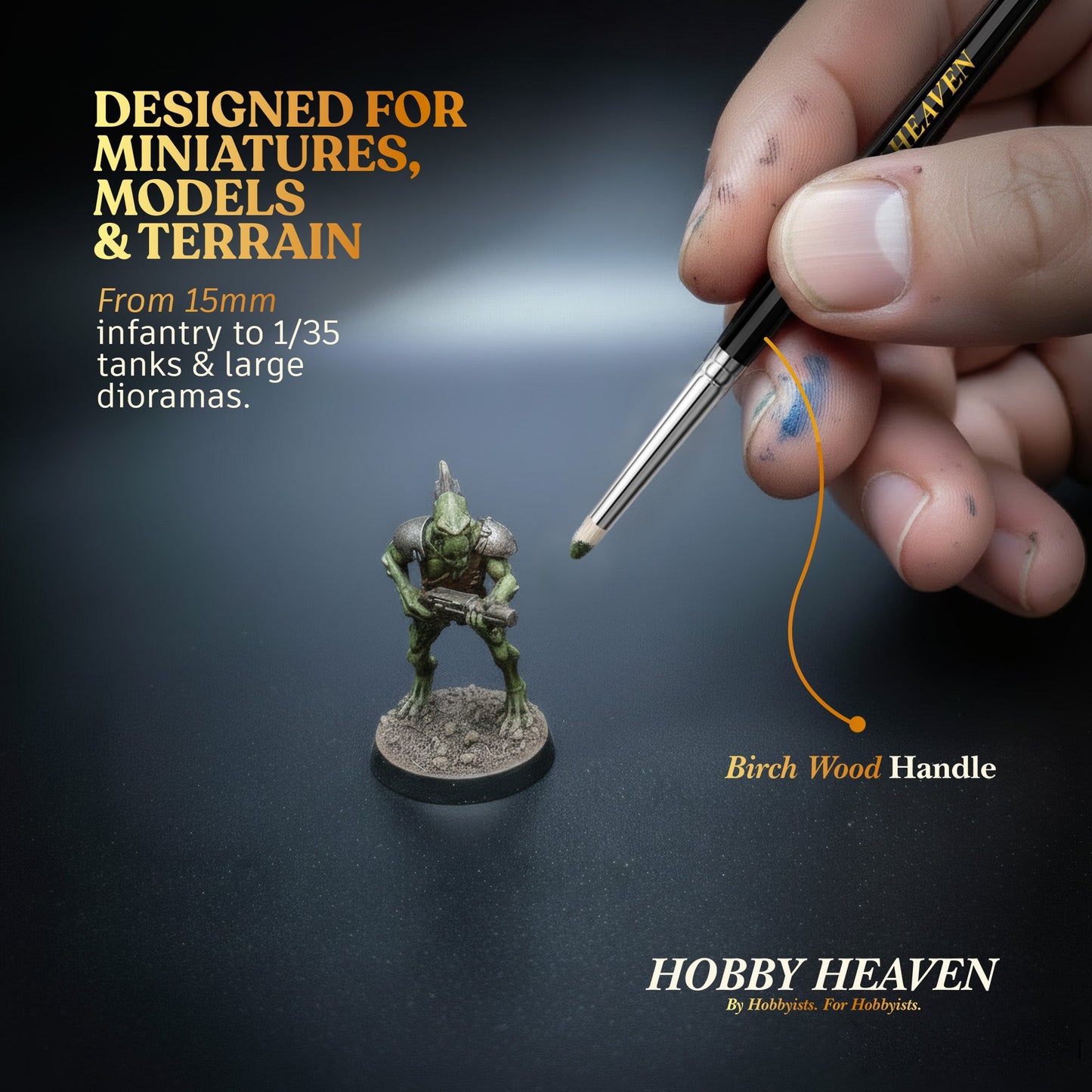 Hobby Heaven 6-Piece Dry Brush Set – XS to XXL Miniature Painting Brushes