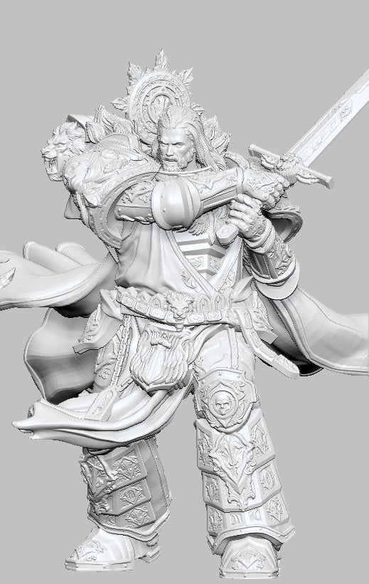 Lion El Johnson rimarch of the Dark Angels wearing ornate armour and carrying the Lion Sword