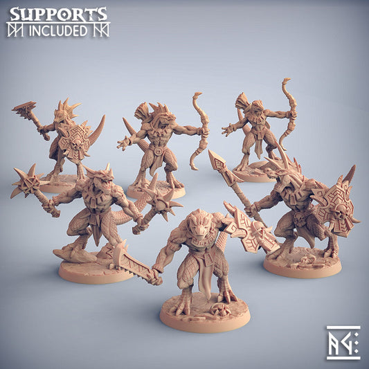 Lizard Men Miniatures | Goldmaw Lizards | Fantasy D&D Miniature | Artisan Guild