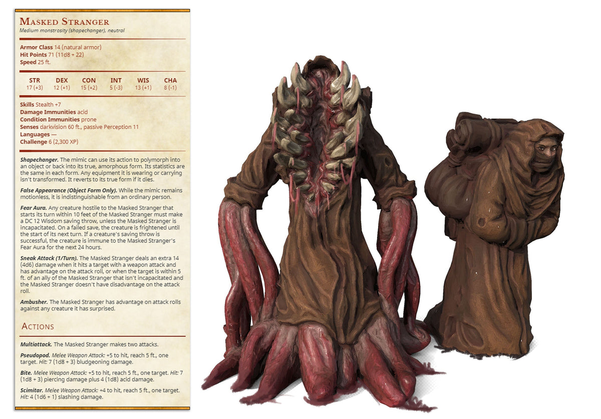 Masked Stranger | Ninjas & Mimics | Fantasy Miniature | Printed Obsession