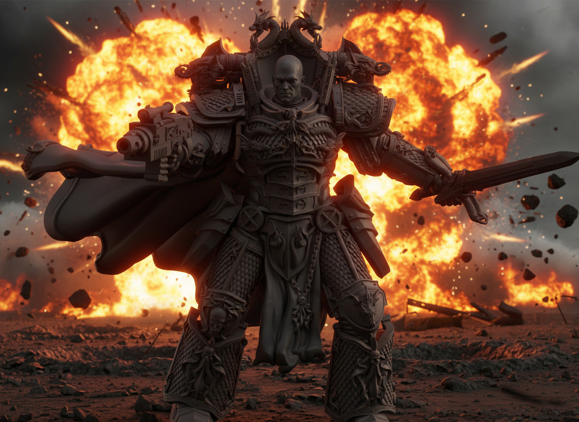 Alpharius or Omegon, posing, Alpha Legion Primarch