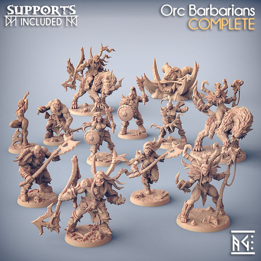 Orc Barbarian Miniatures (Full Set) | Fantasy D&D Miniature | Artisan Guild