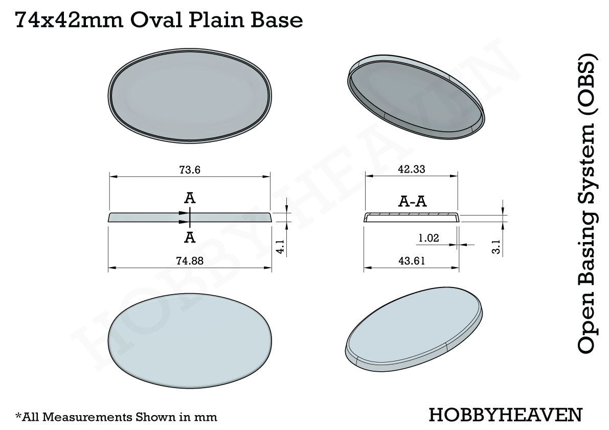 75x42mm Oval Plain Plastic Bases