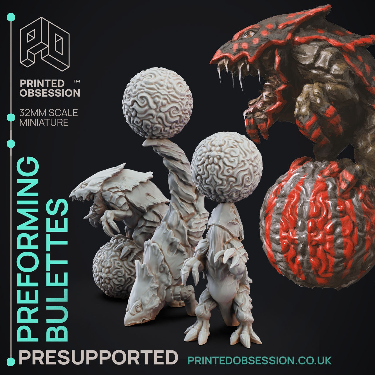 Performing Bulettes | Circus of Horrors | Fantasy Miniature | Printed Obsession