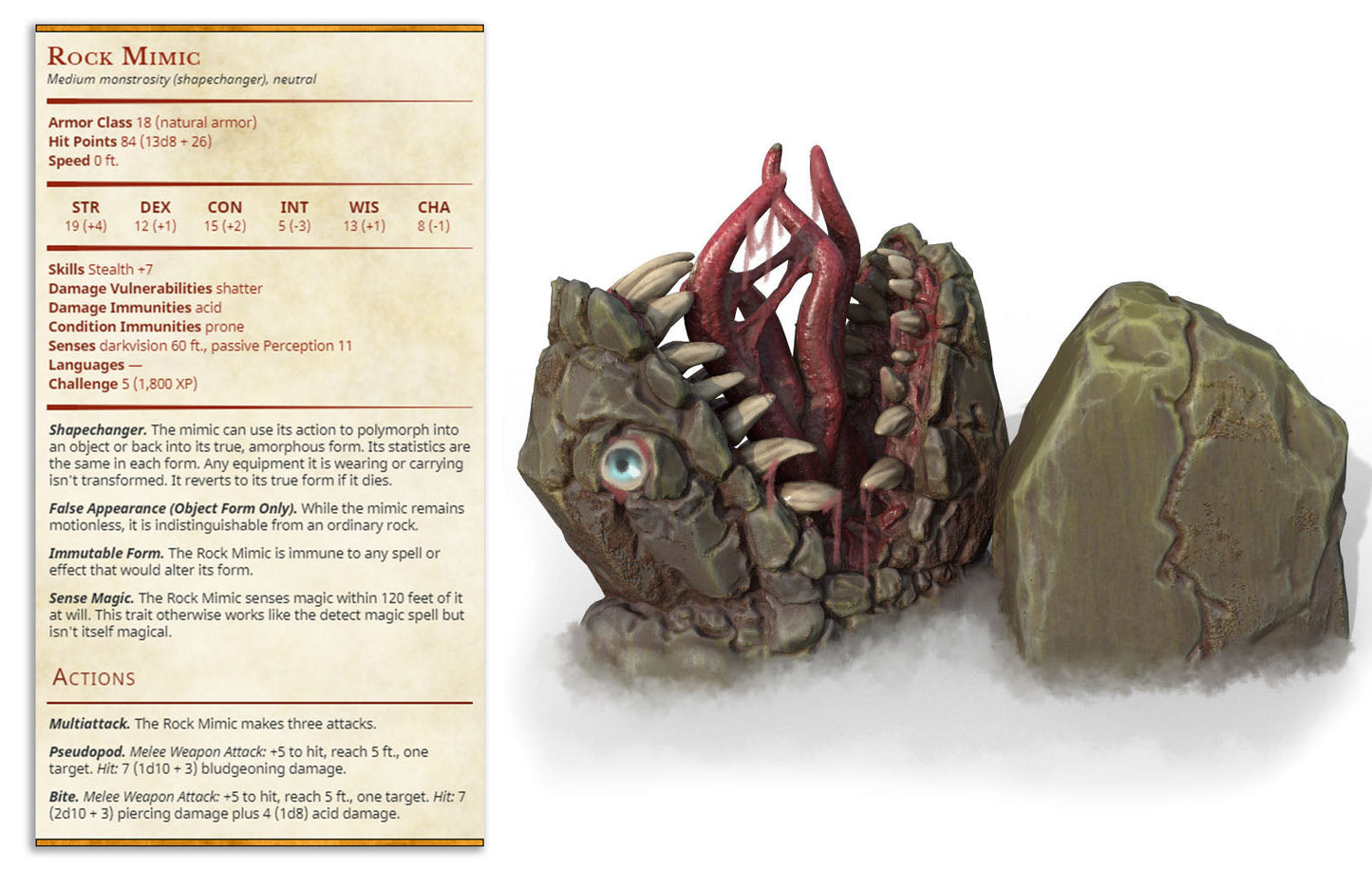 Rock Mimic Miniatures | Ninjas & Mimics | Fantasy Miniature | Printed Obsession