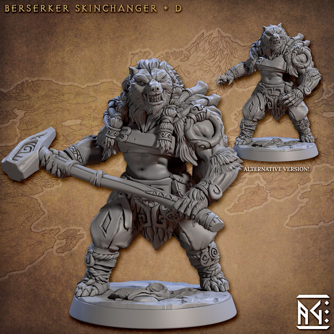 Norse Beastman Berserker Skinchanger Miniatures | Skutagaard Northmen Saga II | Fantasy D&D Miniature | Artisan Guild