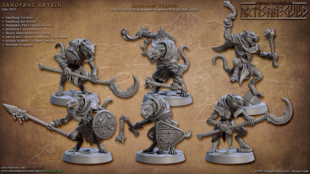 Ratkin Miniatures | Sandfang Ratkin | Fantasy D&D Miniature | Artisan Guild