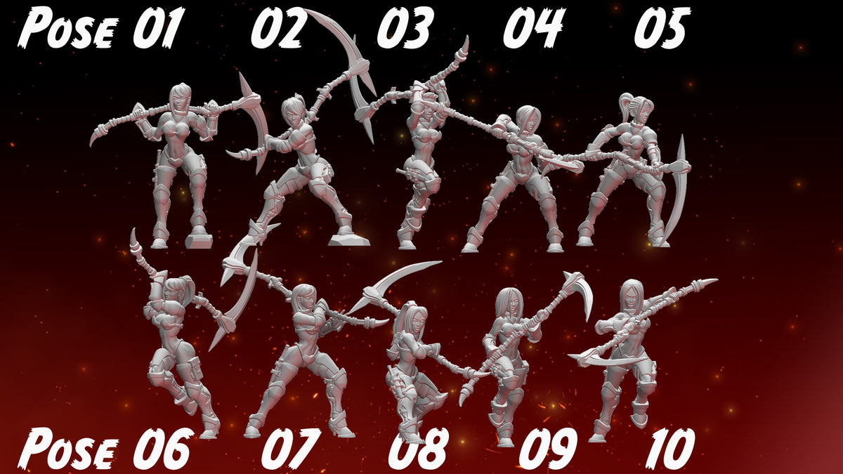 woman female beserkers fantasy warriors with scythes