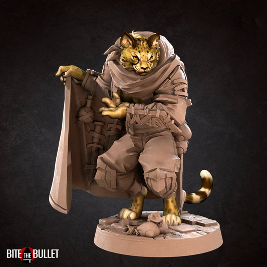 Tabaxi Smuggler | Bullet Town Christmas | Fantasy Miniature | Bite the Bullet