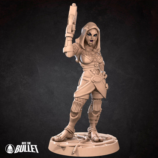 Quarlian Pilgrim Tahlia Pin-Up | Galaxy Adventure | Bite the Bullet