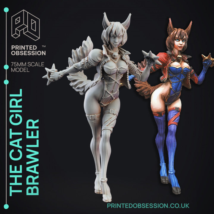 The Cat Girl Brawler (150mm) | Specials | Fantasy Miniature | Printed Obsession
