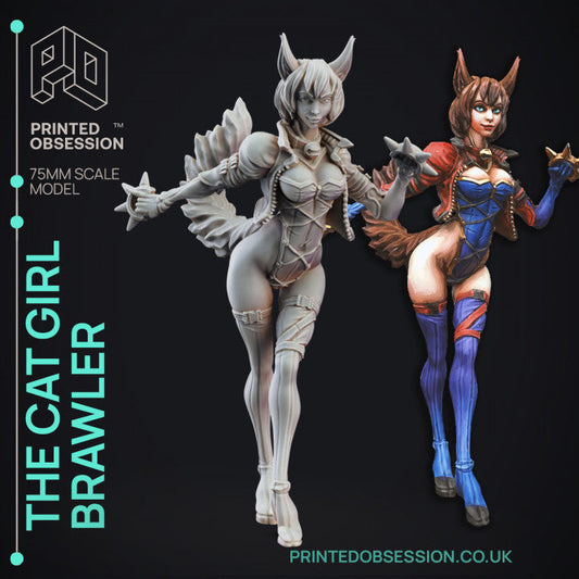 The Cat Girl Brawler (150mm) | Specials | Fantasy Miniature | Printed Obsession