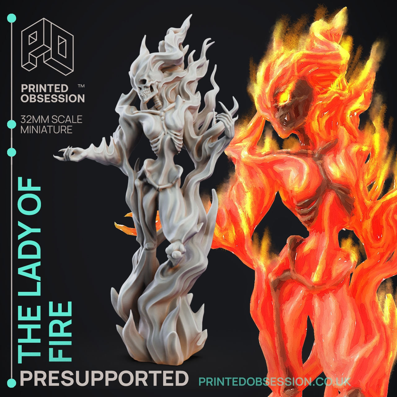 The Lady of Fire | Circus of Horrors | Fantasy Miniature | Printed Obsession