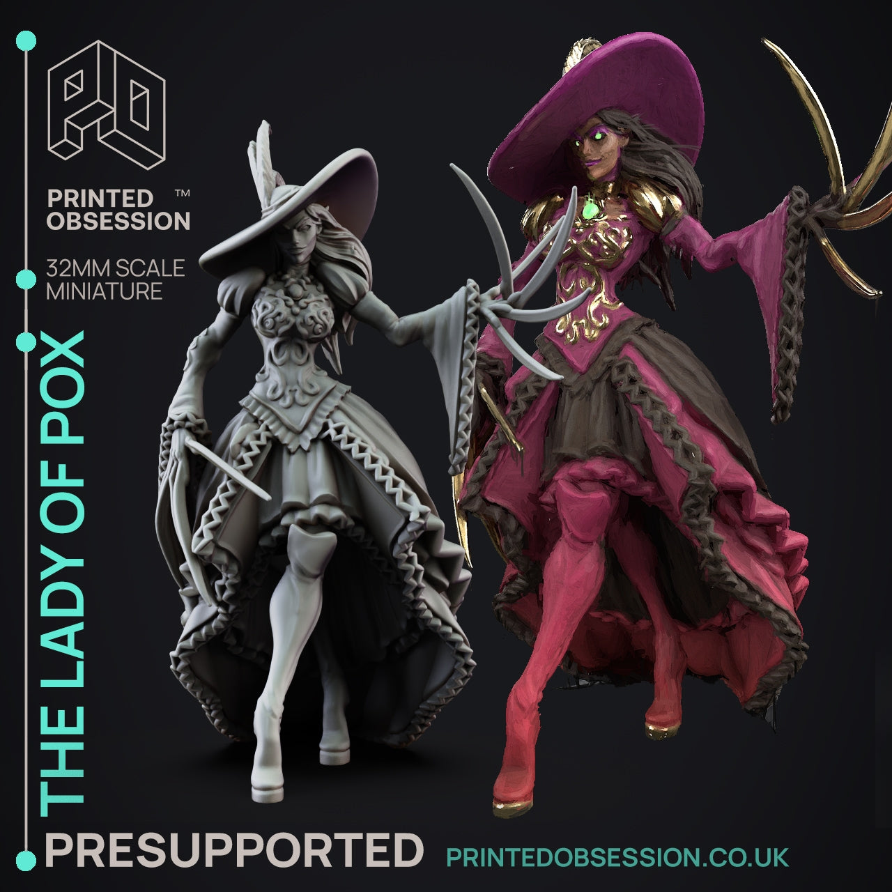 The Lady of Pox Miniatures | Fantasy Miniature | Printed Obsession