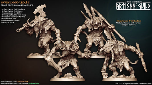 Troll Hunter Miniatures | Svartwood Trolls | Fantasy D&D Miniature | Artisan Guild