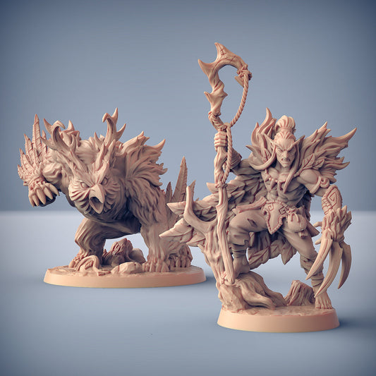 Uldar & Beast Form | Deepwood Alfar | Fantasy D&D Miniature | Artisan Guild