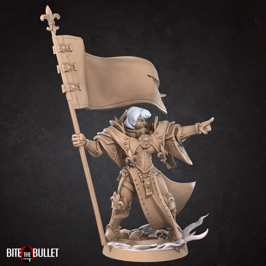 War Sister Squad Leader (Banner) | Battle Sisters Part 2 | Fantasy Miniature | Bite the Bullet