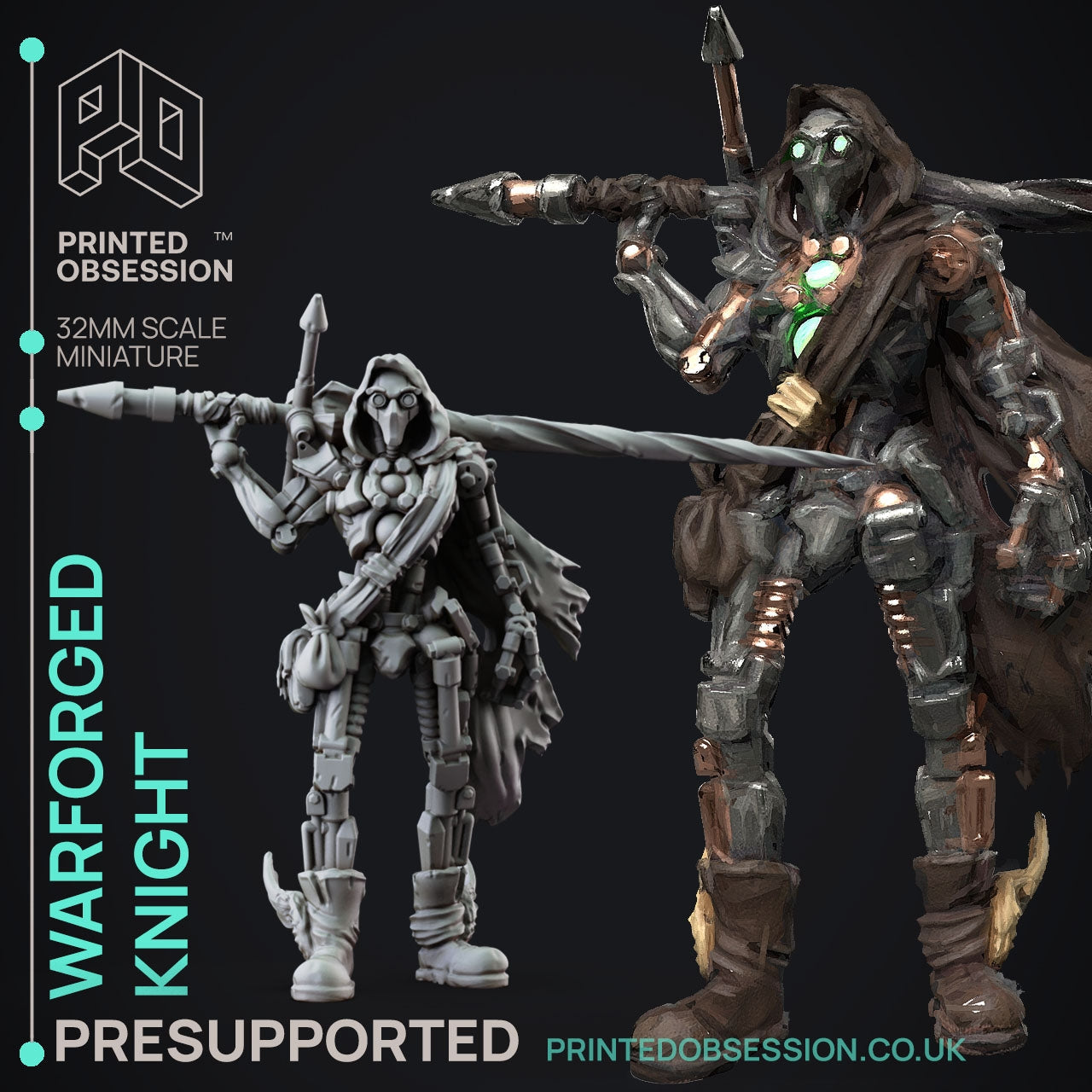 Warforged Knight | NPC Foundlings | Fantasy Miniature | Printed Obsession