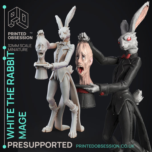 White the Rabbit Mage | Circus of Horrors | Fantasy Miniature | Printed Obsession