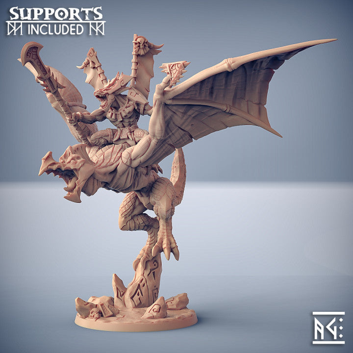 Xol'Toa on Sky-Terror | Goldmaw Lizards | Fantasy D&D Miniature | Artisan Guild