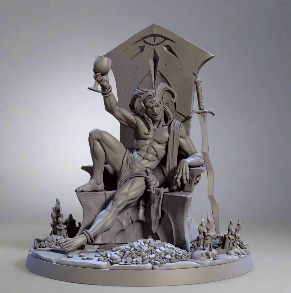 Baal on Throne Pin-Up | City of Intrigues | Fantasy D&D Miniature | Artisan Guild