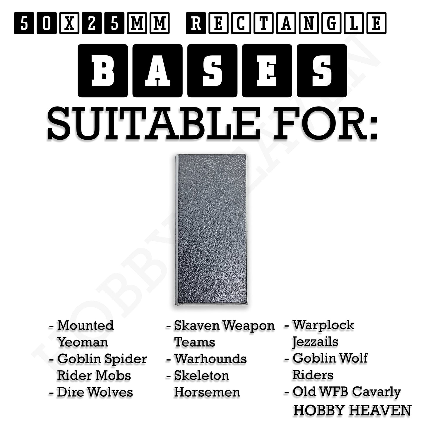 50x25mm Rectangular Plain Plastic Bases