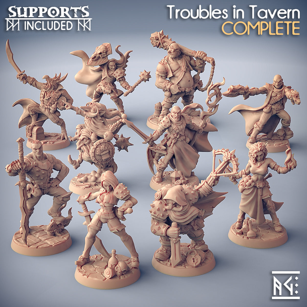 Troubles in Tavern Miniatures | Fantasy D&D Miniature | Artisan Guild