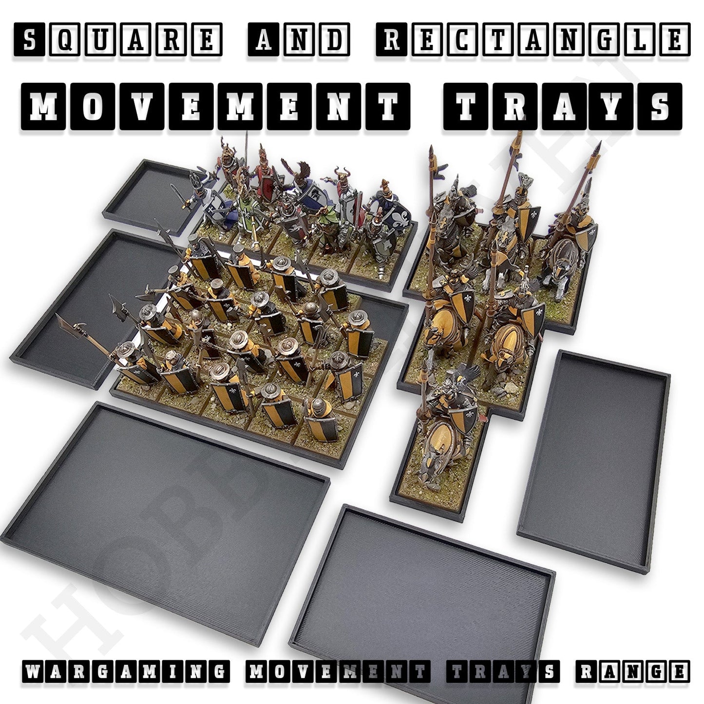 Rectangle Movement Trays | Cavalry & Monsters | 50×25-100×60mm | OBS System