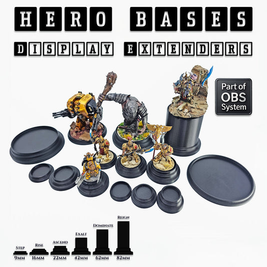 Hero Bases Display Extenders | Squares and Rectangles | Convert Gaming Bases to Display Bases & Plinths