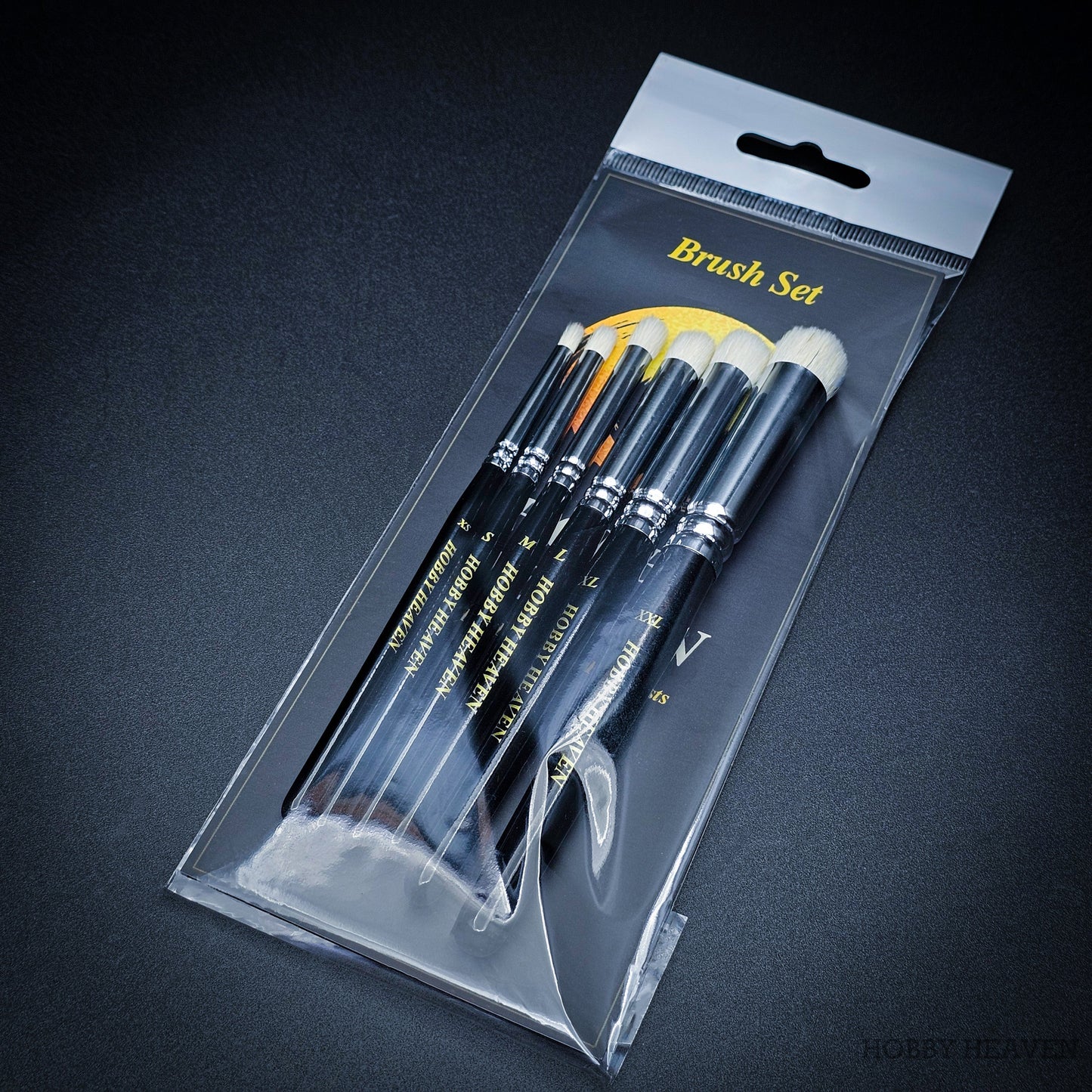 Hobby Heaven 6-Piece Dry Brush Set – XS to XXL Miniature Painting Brushes
