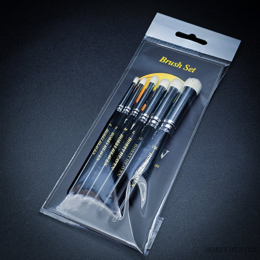 Hobby Heaven 6-Piece Dry Brush Set – XS to XXL Miniature Painting Brushes