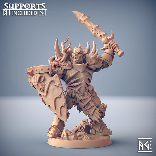Orc Barbarian B | Frostmetal Clan | Fantasy D&D Miniature | Artisan Guild