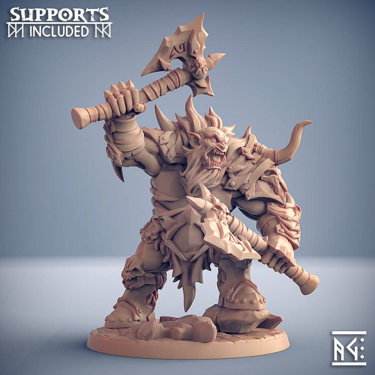 Ogre Barbarian B | Frostmetal Clan | Fantasy D&D Miniature | Artisan Guild