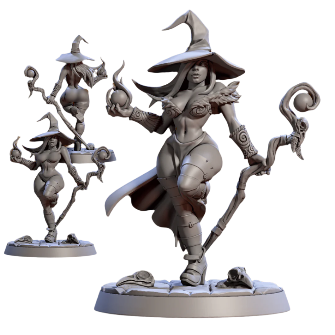 Marwina the Witch Pin-Up | Arcanist Guild | Fantasy D&D Miniature | Artisan Guild