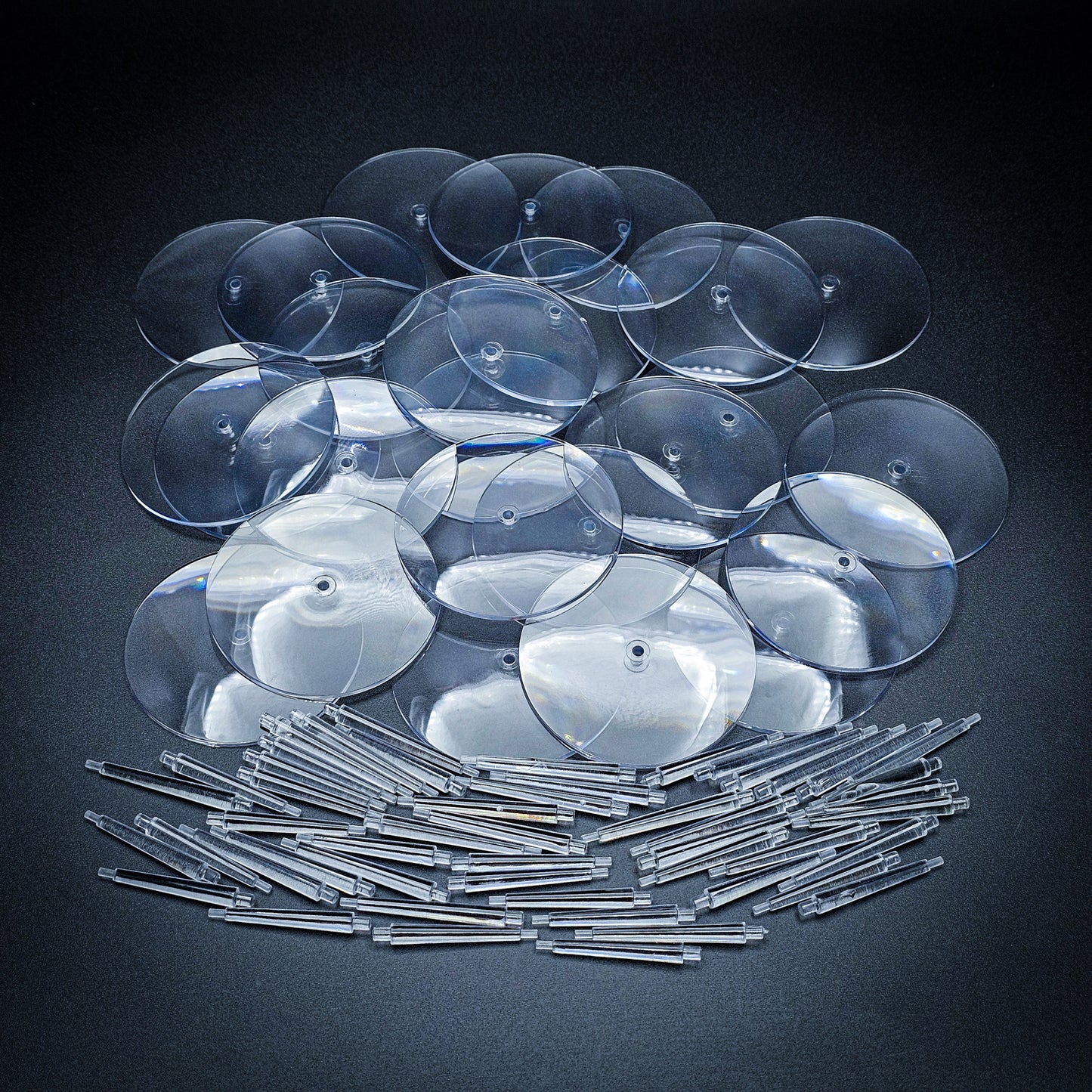 60mm Round Flying Bases – Clear Plastic Stands for Sci-Fi & Fantasy Wargaming Miniatures