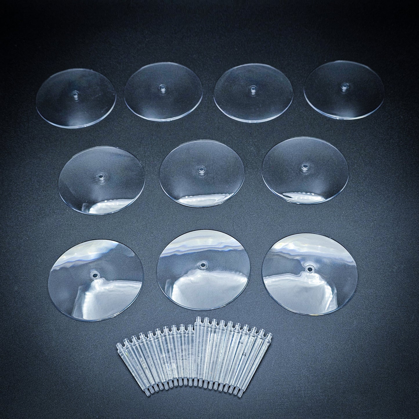 60mm Round Flying Bases – Clear Plastic Stands for Sci-Fi & Fantasy Wargaming Miniatures