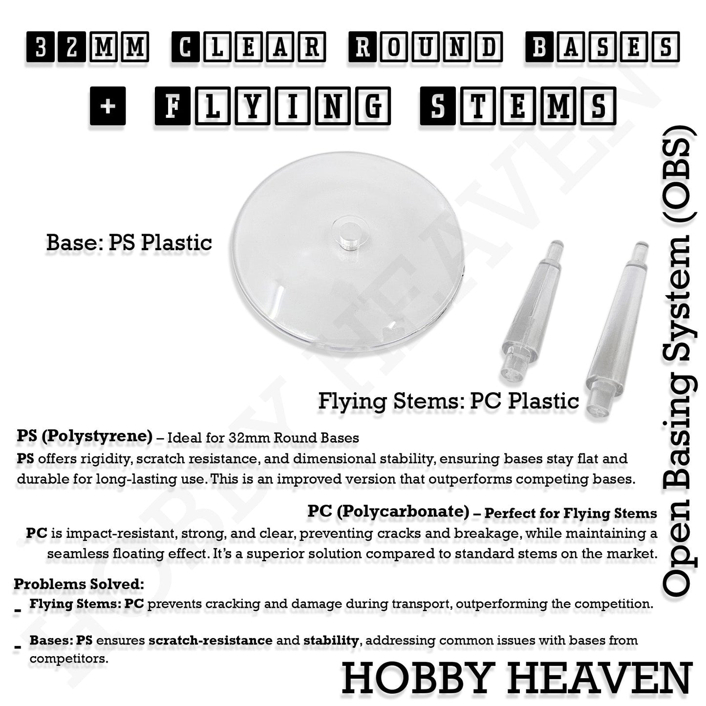 32mm Round Flying Clear Plastic Base